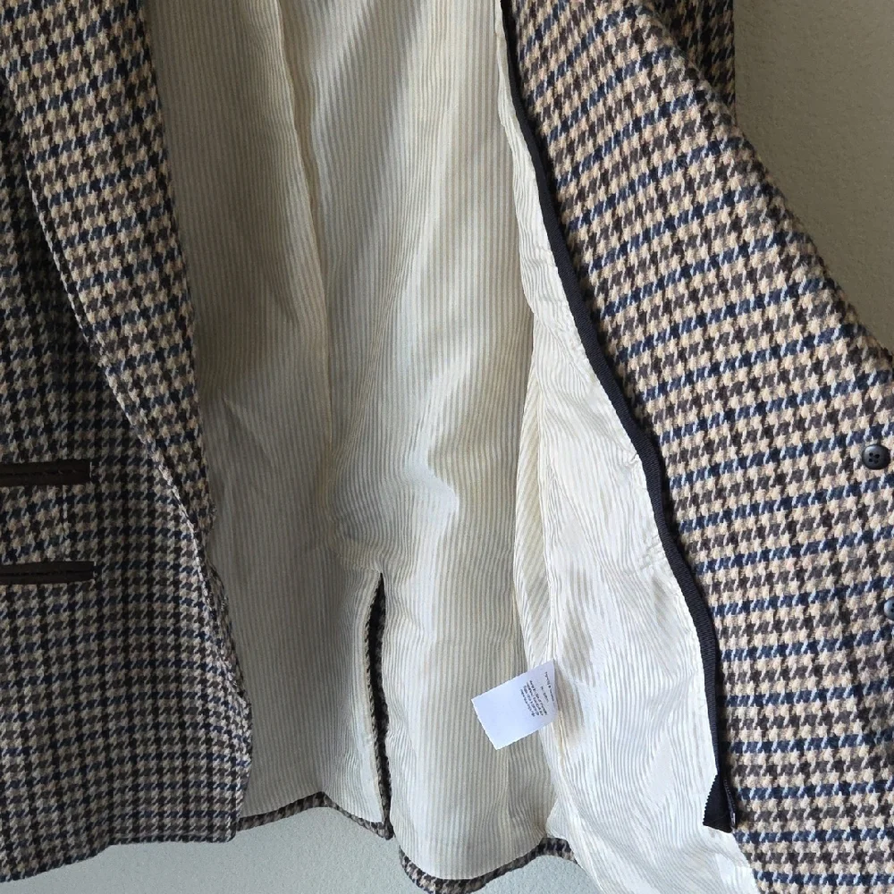 Veronica Beard Hudson Houndstooth Dickey Blazer Suede Elbows & Trim Sz 12 - Picture 8 of 16